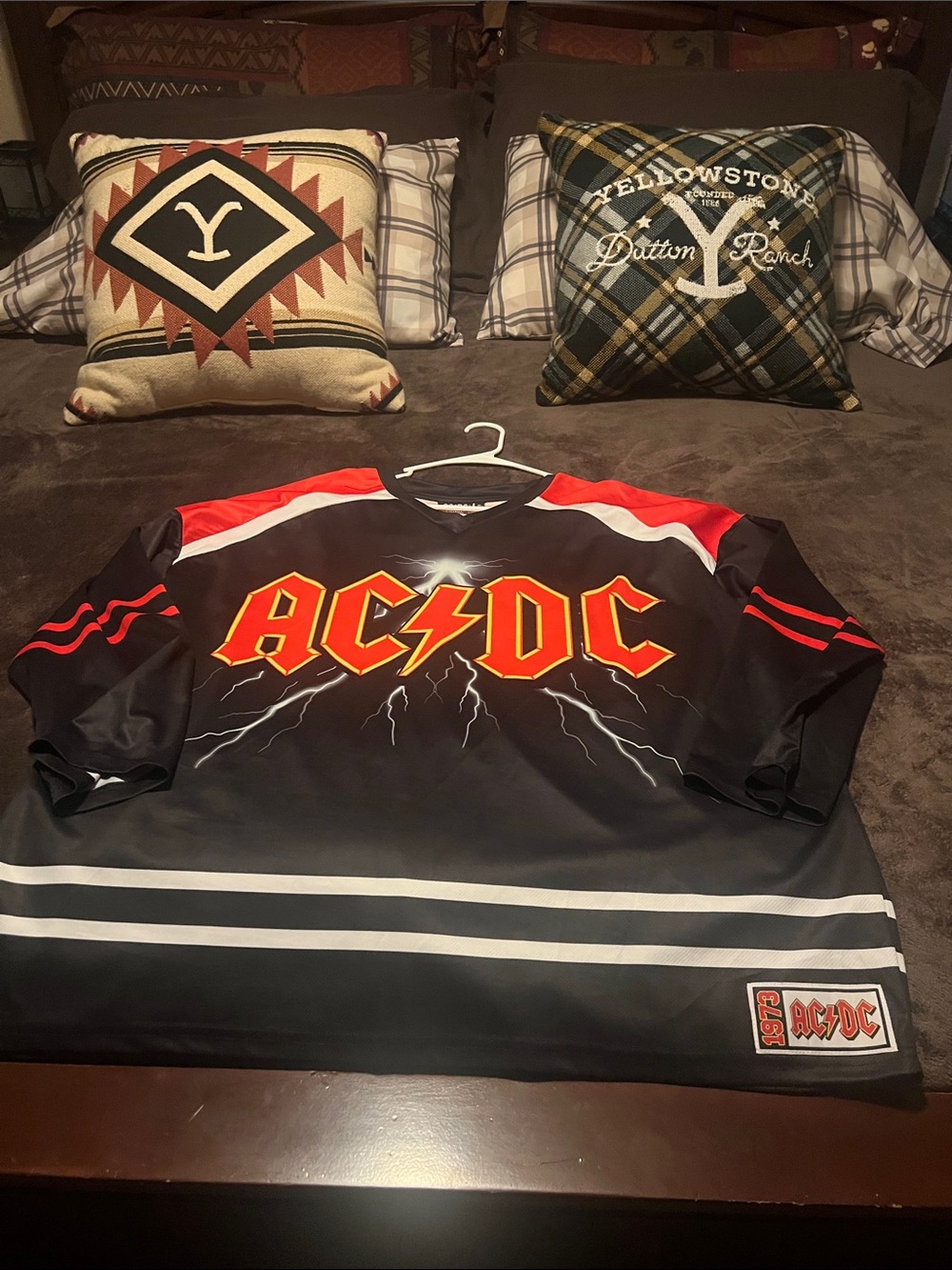 AC/DC Black Red Lightning Kids Hockey Jersey